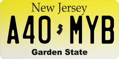 NJ license plate A40MYB