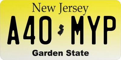NJ license plate A40MYP