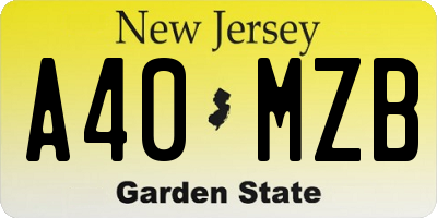 NJ license plate A40MZB