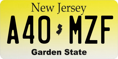 NJ license plate A40MZF