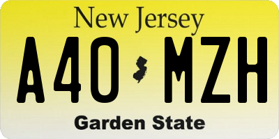 NJ license plate A40MZH