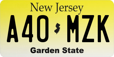 NJ license plate A40MZK