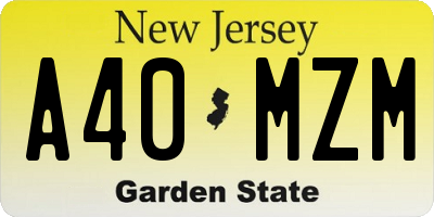 NJ license plate A40MZM