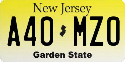 NJ license plate A40MZO