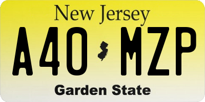 NJ license plate A40MZP