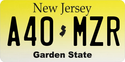 NJ license plate A40MZR