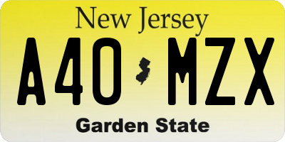 NJ license plate A40MZX