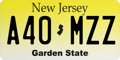NJ license plate A40MZZ