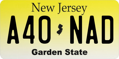 NJ license plate A40NAD