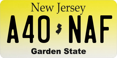 NJ license plate A40NAF