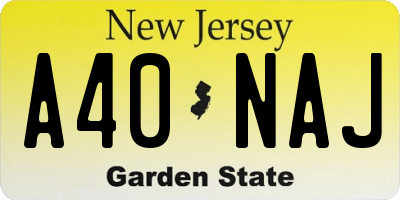NJ license plate A40NAJ