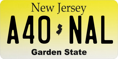 NJ license plate A40NAL