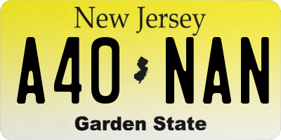 NJ license plate A40NAN