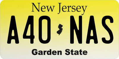 NJ license plate A40NAS