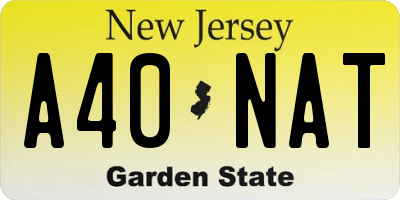 NJ license plate A40NAT