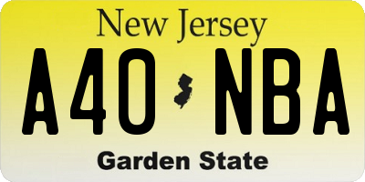 NJ license plate A40NBA