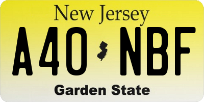 NJ license plate A40NBF
