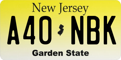 NJ license plate A40NBK