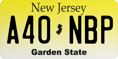 NJ license plate A40NBP