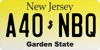 NJ license plate A40NBQ