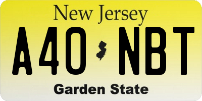 NJ license plate A40NBT