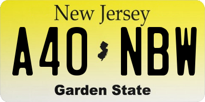 NJ license plate A40NBW