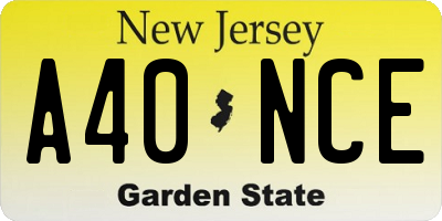 NJ license plate A40NCE