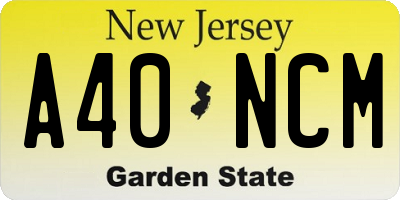 NJ license plate A40NCM