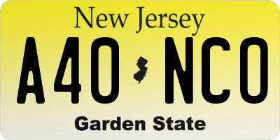 NJ license plate A40NCO