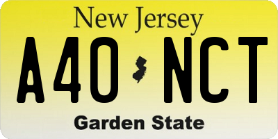 NJ license plate A40NCT