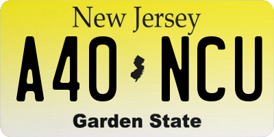 NJ license plate A40NCU
