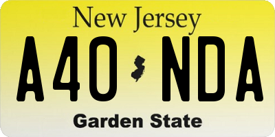 NJ license plate A40NDA