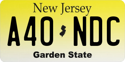 NJ license plate A40NDC