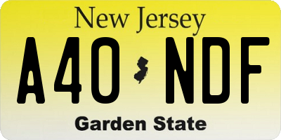 NJ license plate A40NDF