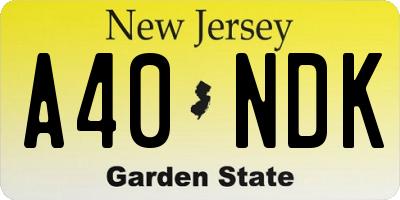 NJ license plate A40NDK