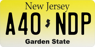 NJ license plate A40NDP