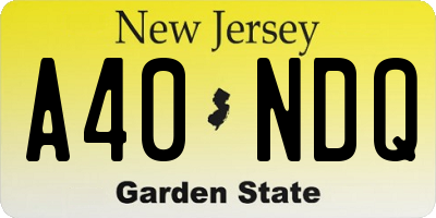 NJ license plate A40NDQ
