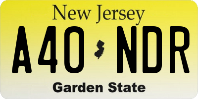 NJ license plate A40NDR