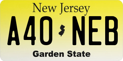 NJ license plate A40NEB