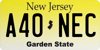 NJ license plate A40NEC