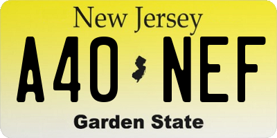 NJ license plate A40NEF