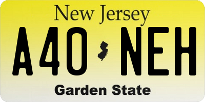 NJ license plate A40NEH