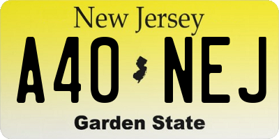 NJ license plate A40NEJ