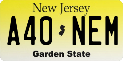NJ license plate A40NEM