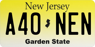NJ license plate A40NEN