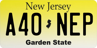 NJ license plate A40NEP
