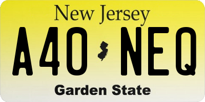 NJ license plate A40NEQ