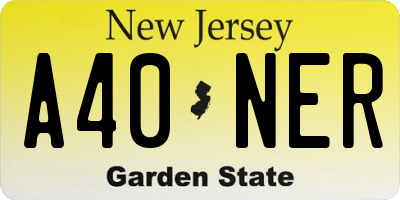 NJ license plate A40NER