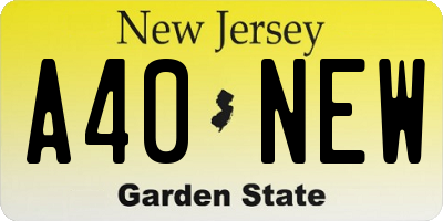 NJ license plate A40NEW