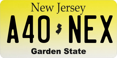 NJ license plate A40NEX